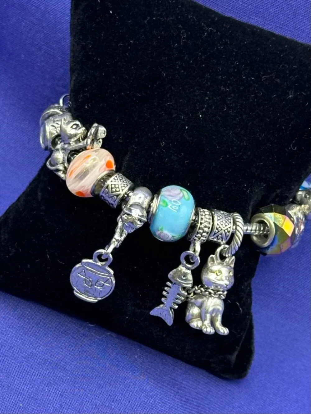 Pandora-Style “Cat Theme” Bracelet 17 Charms, inc. Brighton Cat Charm